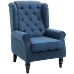 Fauteuil de Salon, Fauteuil Capitonné avec Pieds en Bois, Assise Large, Grand Confort, Classique, 74x86x102cm, Bleu