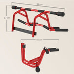 Türzugstange und Bodenliegestützstange ohne Bohren Pull-Up-Bar 2 in 1 150 kg Sturzsicherung 96x46x30,5cm Rot