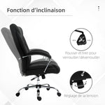Fauteuil de bureau, chaise de bureau ergonomique, hauteur réglable, dossier haut, fonction de bascule, 65x78x118cm, noir