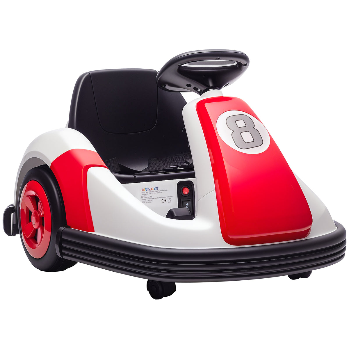 Auto-tamponneuse enfant 6V, rotation à 360°, voiture tamponneuse électrique enfant avec double moteur, musique et klaxon