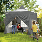 Tonnelle de jardin tente pliante 3 x 3 m 4 parois latérales amovibles 3 fenêtres hauteur réglable sac de transport gris