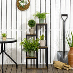 Support pour plantes étagère à fleurs 4 étagères différentes hauteurs structure acier 40 x 40 x 81 cm noir