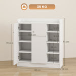 Meuble de rangement à chaussures pour entrée 12 paires - armoire à chaussures avec 4 compartiments ouverts et placard double porte - étagère réglable - 83L x 30l x 90H cm - blanc