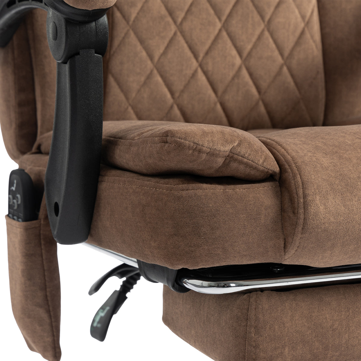 Vibrating and Heated Massage Office Chair, Ergonomic Printed Velvet Desk Chair, Reclining Backrest, Brown