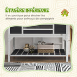 Maison tortue terrestre extérieure enclos tortue 2 niches support de lampe réglable bois massif 122 x 56,5 x 93 cm gris