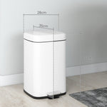 Poubelle de cuisine 20L avec couvercle à fermeture douce et pédale, seau intérieur amovible, 28L x 35l x 45H cm, blanc