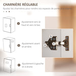 Armoire de cuisine hauteur 170 cm buffet haut avec 4 portes et étagères ajustable, design moderne, blanc
