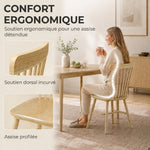 Lot de 2 Chaises de Salle à Manger, Chaises Cuisine en Bois d'Hévéa, Dossier Incurvé, Bords Arrondis, Bois Naturel