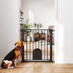 Barrière de sécurité animaux avec porte fermeture automatique système de double verrouillage, acier noir