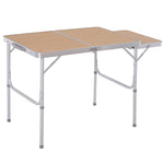 Table de camping pliante avec rallonge alu. MDF imitation bambou
