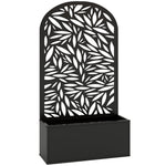 Jardinière avec treillis, bac à fleurs en métal, à fixer au mur ou au sol, 61x23x113cm, noir