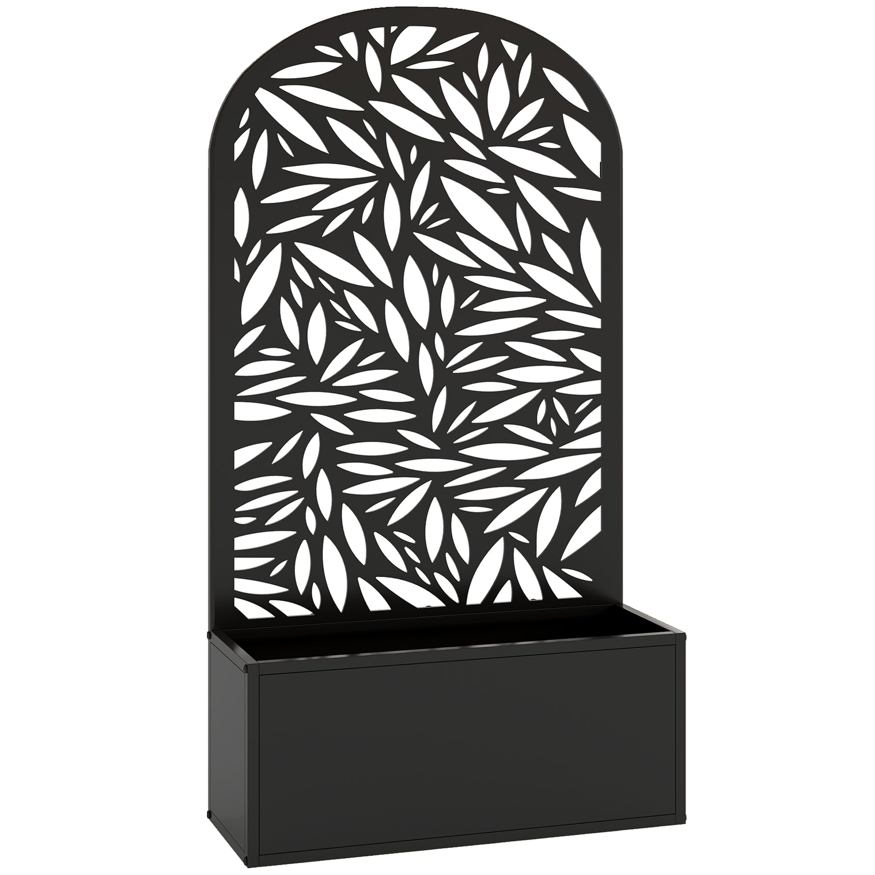 Jardinière avec treillis, bac à fleurs en métal, à fixer au mur ou au sol, 61x23x113cm, noir