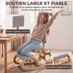 Ergonomic Kneeling Chair with Backrest, Corduroy Padded Rocking Kneeling Stool, Light Grey