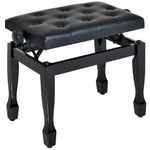 Banc de piano, banc de clavier réglable en hauteur en bois massif, tabouret piano avec siège rembourré polyuréthane à 10 boutons, stable et antidérapant, charge 200kg, noir
