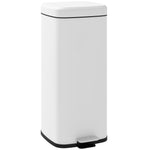 Poubelle de cuisine 30L avec couvercle à fermeture douce et pédale, seau intérieur amovible, 28L x 35l x 63,5H cm, blanc