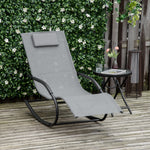 Chaise longue à bascule rocking chair ergonomique avec tétière accoudoirs métal galvanisé textilène Gris