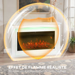 Cheminée électrique 1000W/2000W, fausse cheminée décorative, effet flamme à 5 luminosités réglables, 121x25x77cm, blanc