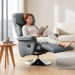 Draaibare relaxfauteuil, verstelbaar met voetensteun, tot 150 kg, voor woonkamer, slaapkamer, thuisbioscoop, grijs