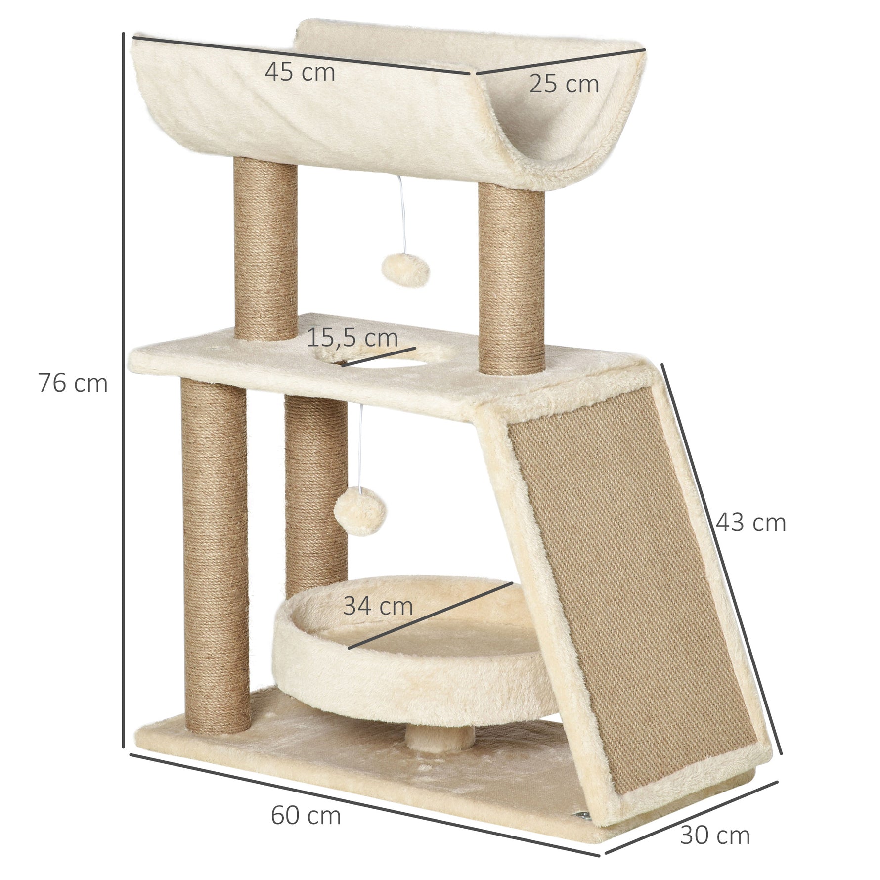 Arbre à chats design cosy chic multi-équipements centre d'activités griffoirs grattoir plateformes brun clair