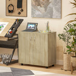 Armoire de bureau à 2 niveaux, meuble de rangement bureau avec 2 portes, serrures et clés, 80x40x80cm, chêne