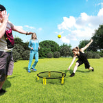 Set gioco di mini-pallavolo all'aperto con rete, 3 palloni e pompa, portatile con borsa per il trasporto gialla