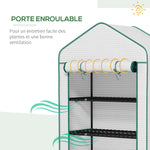 Serre de jardin Serre 5 niveaux avec 1 porte enroulable, Bâche en PE Renforcée Résistante dim. 90L x 49l x 193H cm