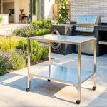 Chariot de Barbecue Table de Préparation Extérieur avec Plan de Travail et Roulettes Acier Inoxydable 85x60x92cm Argenté