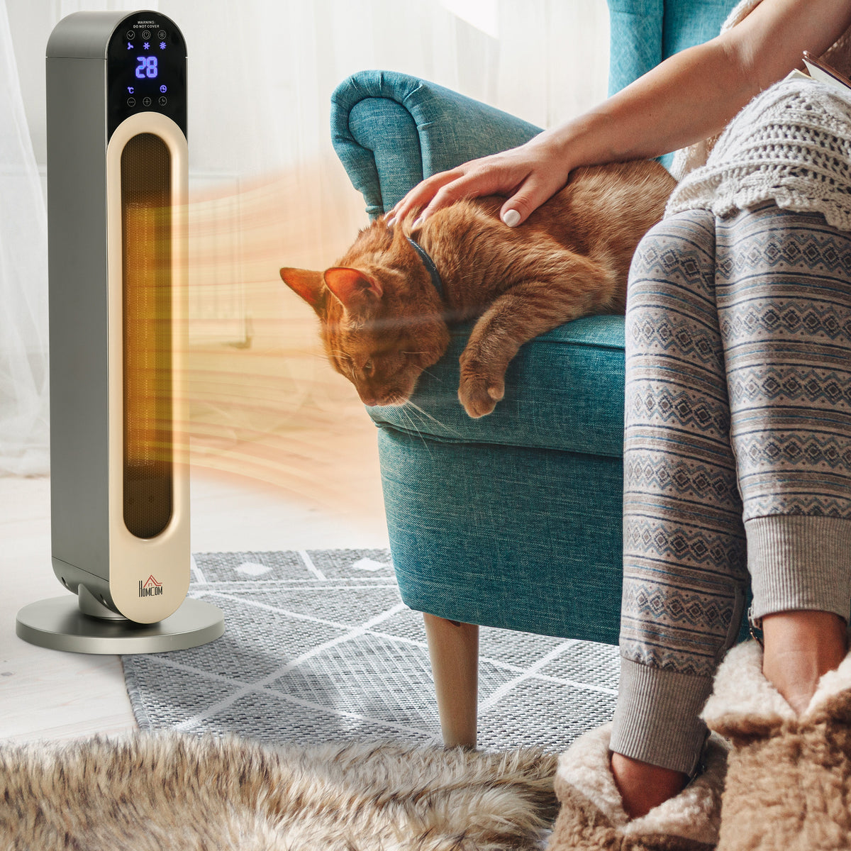 Oscillerende ventilatorkachel 1100/2200 W - mini PTC-keramische radiator - afstandsbediening inbegrepen - zwarte bijverwarming