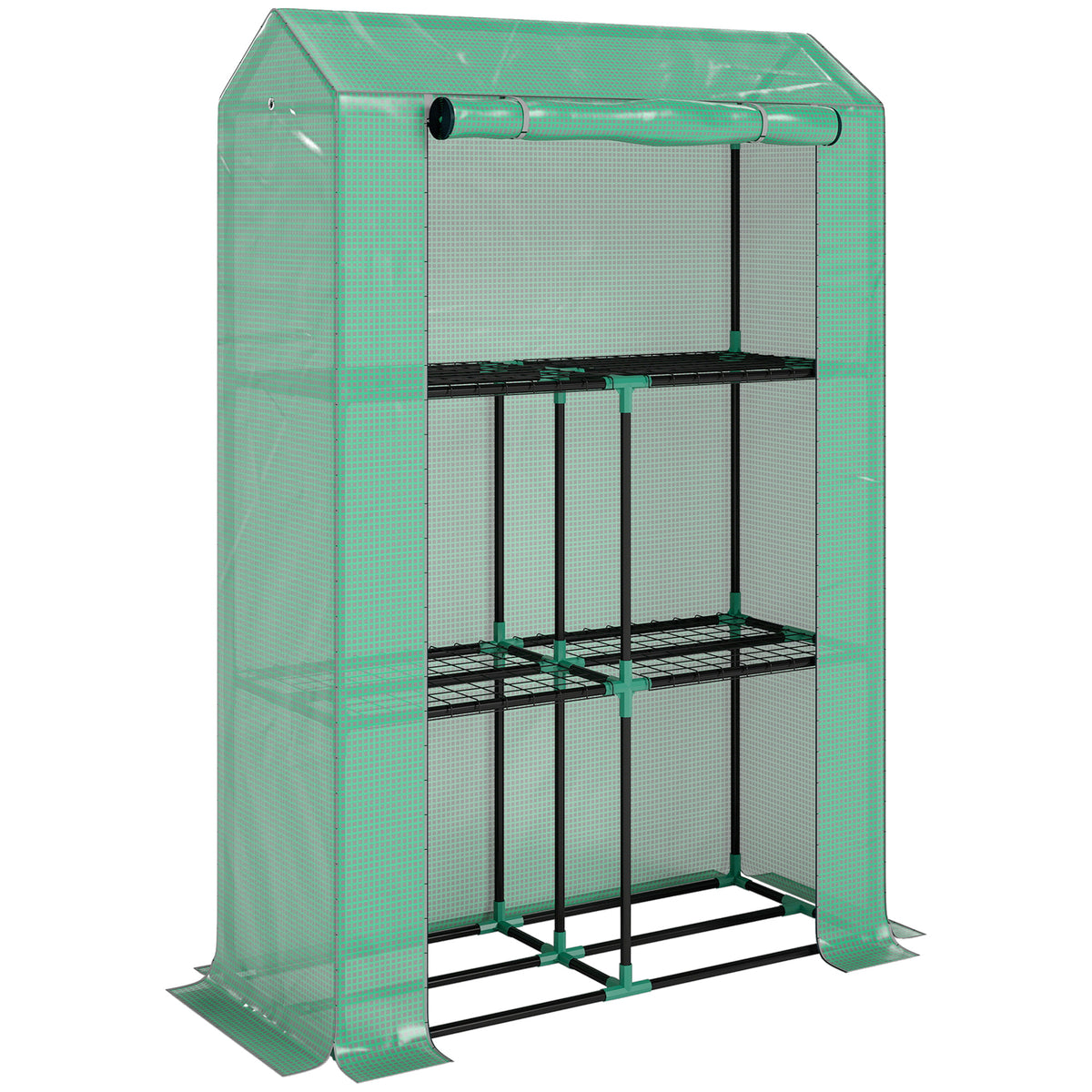 Serre de jardin avec étagères 3 niveaux serre d'hivernage bâche renforcée en PE porte enroulable 100 x 40 x 150 cm vert