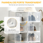 Meuble de rangement modulable, 8 cubes, meuble à chaussures empilables, vêtements, livres, jouets, blanc et transparent