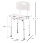Chaise de Douche siège de Douche Ergonomique Hauteur réglable Pieds antidérapants Charge Max. 136 Kg alu HDPE Blanc