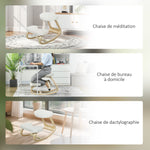Siège assis genoux, siège ergonomique en bois à bascule, chaise à genoux pour bureau à domiciles, crème