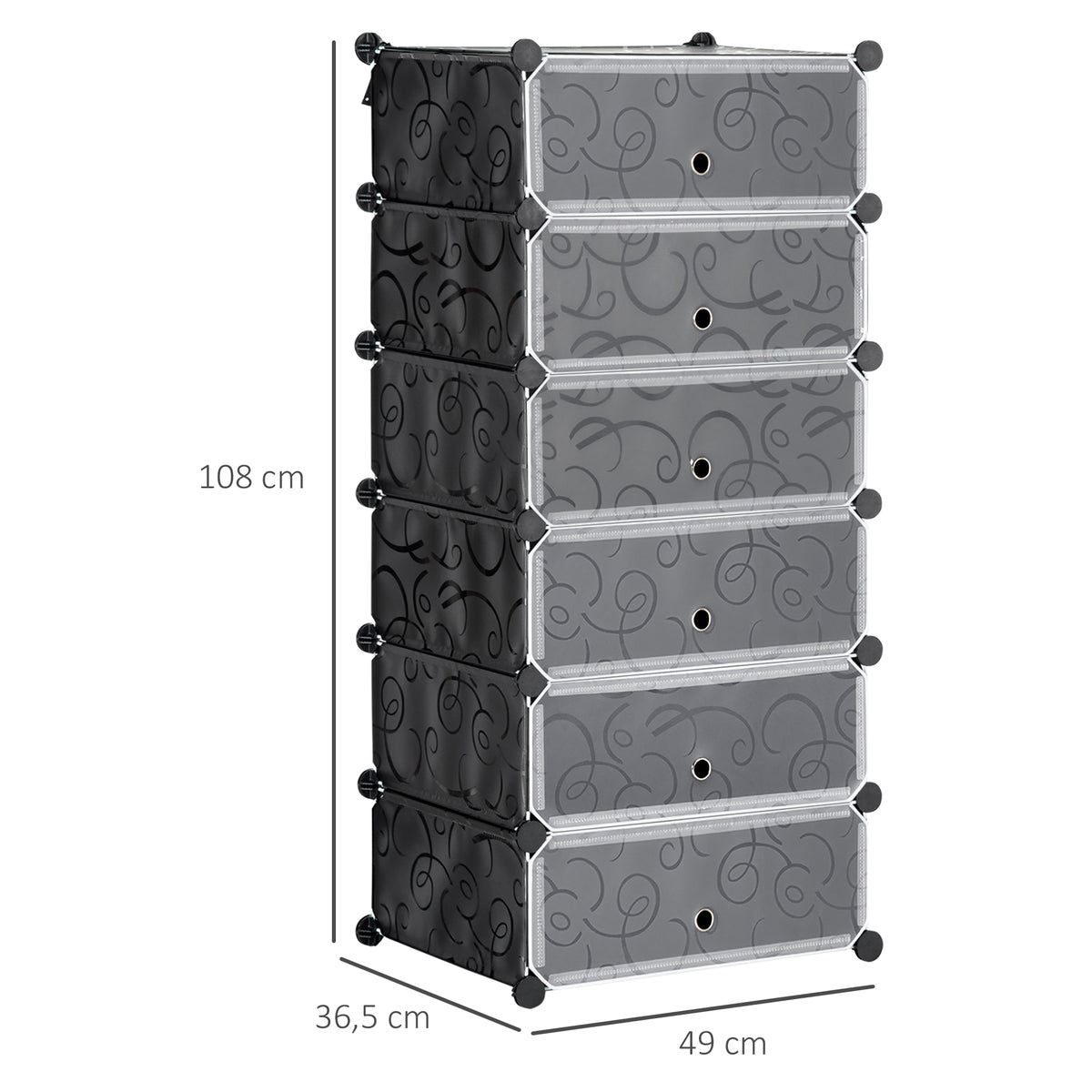 Meuble de rangement à chaussures modulable 6 cubes rectangulaires empilables - noir