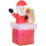 Père Noël gonflable décoration de Noël extérieur avec lumières LED sac de cadeau et la cheminée 130 x 82 x 195 cm rouge