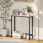 Console meuble 75 cm, table console plateaux en effet marbre, cadre en métal, style moderne blanc et noir