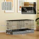 Cage pour petits animaux 2 en 1 avec dessus amovible enclos lapin 2 zones séparées rampe 121 x 61 x 61 cm en acier noir