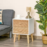Table de chevet Chiffonnier Commode Meuble de Rangement avec 2 tiroirs Scandinave 40L x 30l x 56H cm en Bois