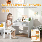 Ensemble Bureau et chaise pour enfants, avec rangement, tiroir coulissant, pour les 3-6 ans, motif étoilé - Gris