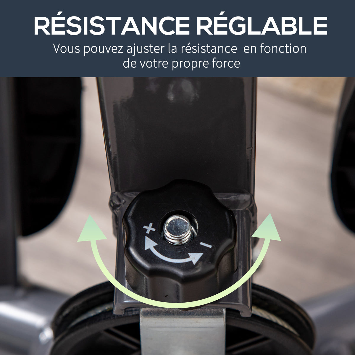 Stepper avec guidon stepper fitness appartement écran LCD résistance réglable acier gris vert noir