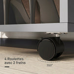 Armoire penderie meuble de rangement mobile 4 roulettes avec tringle à vêtements et étagères ouvertes, gris