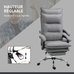 Fauteuil de bureau massant et chauffant, chaise de bureau, hauteur réglable, dossier inclinable, 66x74x121,5cm gris