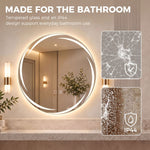 Espejo de baño redondo Ø 60 cm con LED delanteros y traseros, antivaho, altavoz Bluetooth, intensidad regulable