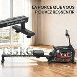 Rameur à eau, rameur musculation d'appartement réservoir ajustable 6-11L écran LCD support de tablette 170x46x77cm noir