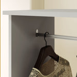 Armoire penderie meuble de rangement mobile 4 roulettes avec tringle à vêtements et étagères ouvertes, gris
