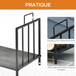 Range bûches Porte-bûches Etagère porte bois de cheminée charge max. 15 Kg dim. 44L x 33l x 46H cm métal époxy noir