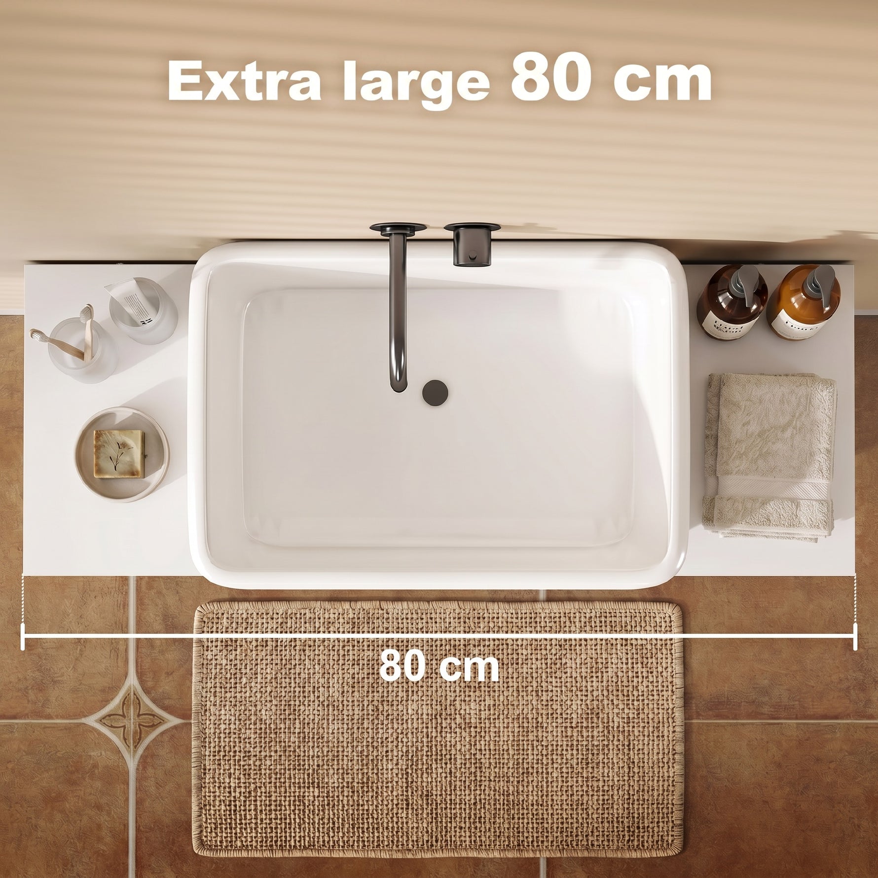 Meuble sous lavabo, meuble de salle de bain avec 2 tiroirs, style moderne, 80 x 30 x 60 cm, blanc