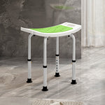Sedia da doccia regolabile in altezza, sgabello ergonomico, piedini antiscivolo, carico max 135 kg, alluminio HDPE, verde