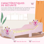 Lit Enfant et Ensemble table et chaises enfant - Design Princesse Motif Couronne - sommier à Lattes Inclus - Rose