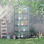 Serre de jardin PVC avec étagères 5 niveaux, serre de balcon, bâche renforcée 135 g/m², châssis en acier, porte zippée enroulable, pour légumes plantes fleurs, 69 x 49 x 193 cm, transparent