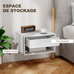 Lot de 2 tables de chevet murales, tables de nuit, tiroir, compartiment ouvert, plateau, 37 x 32 x 21 cm, blanc